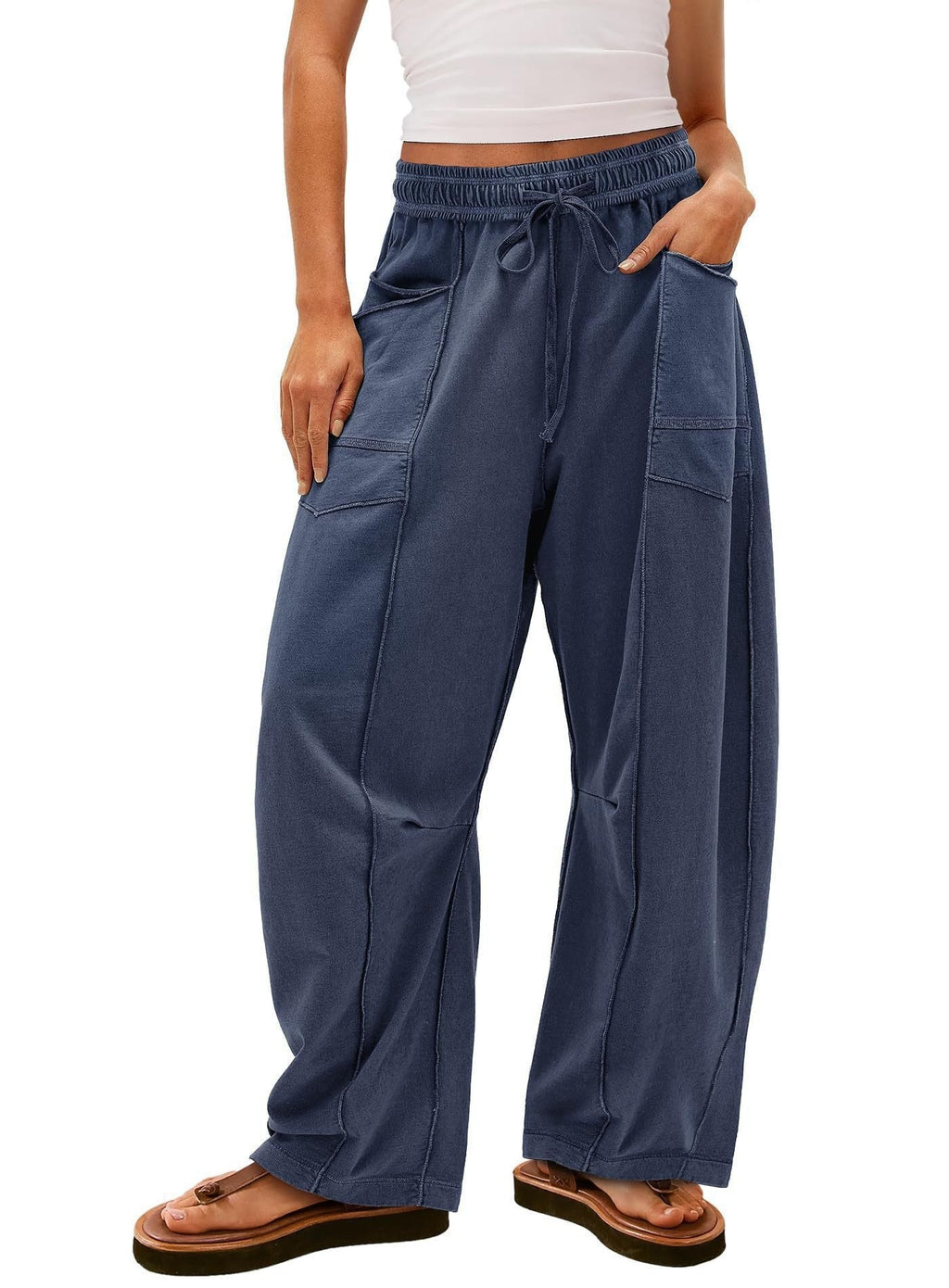 Eaksone - Womens Baggy Barrel Pants Wide Legs, Big Pockets, Zero Stress!