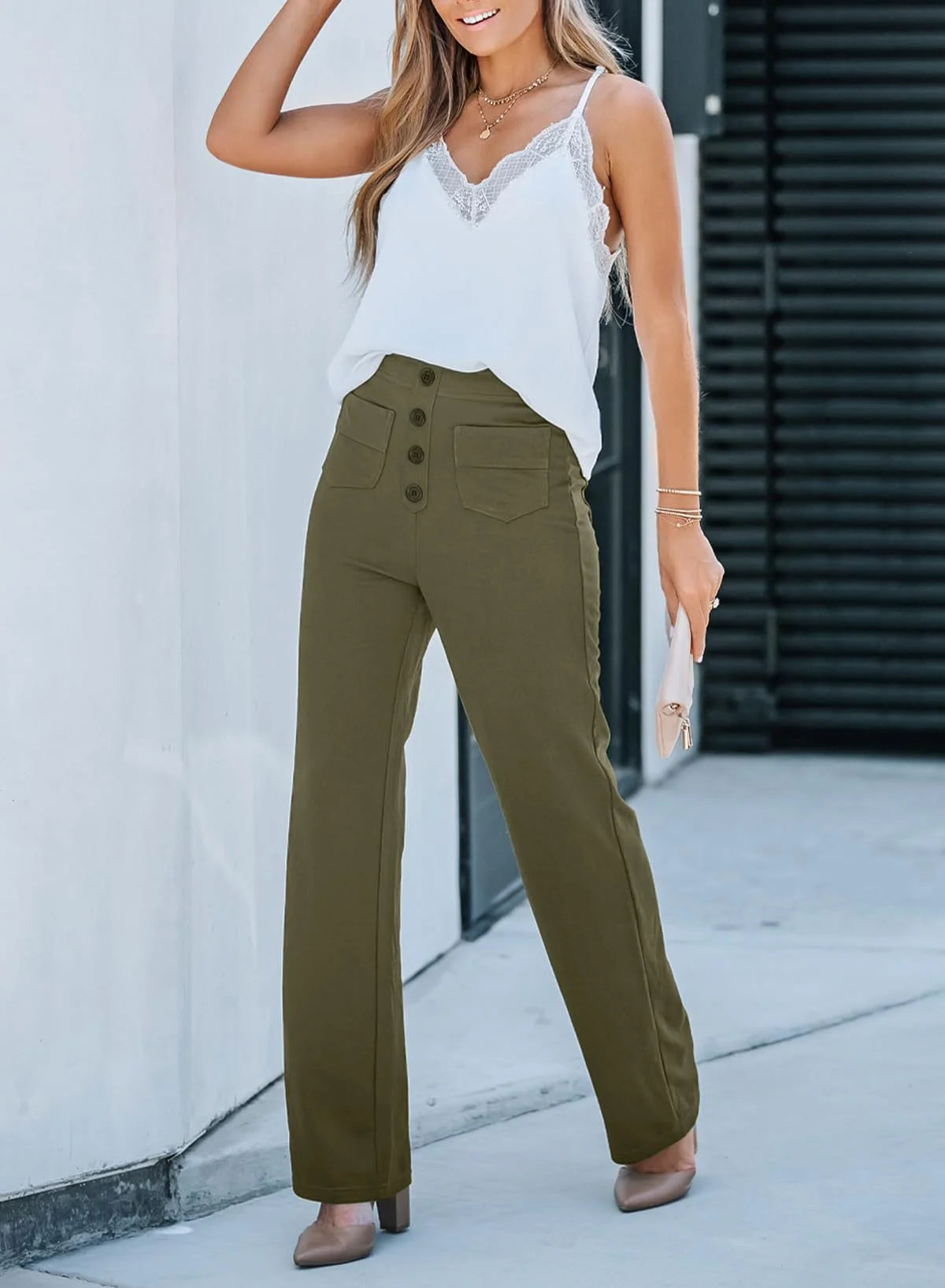 Eaksone - Multi Pocket High Elastic Pants