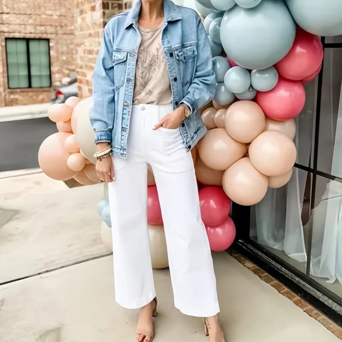 Eaksone - Stretch Twill Cropped Wide Leg Pants