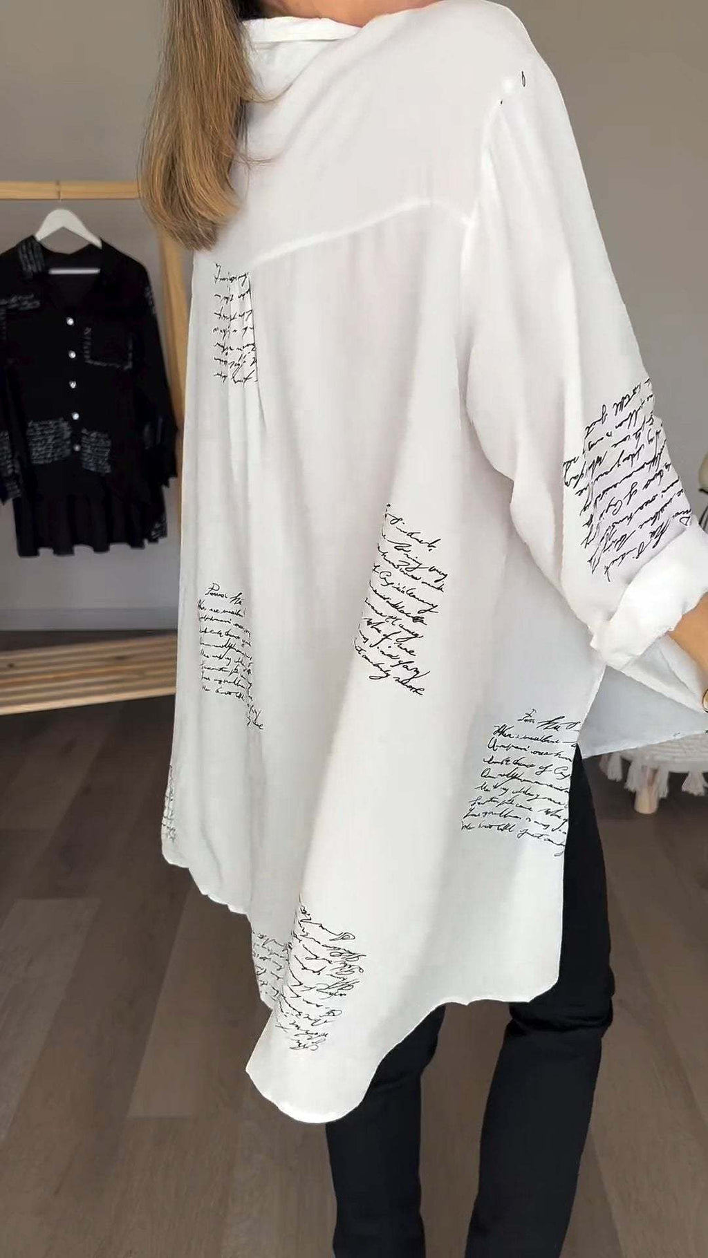 Eaksone - Letter Print Fashion Lapel Shirt