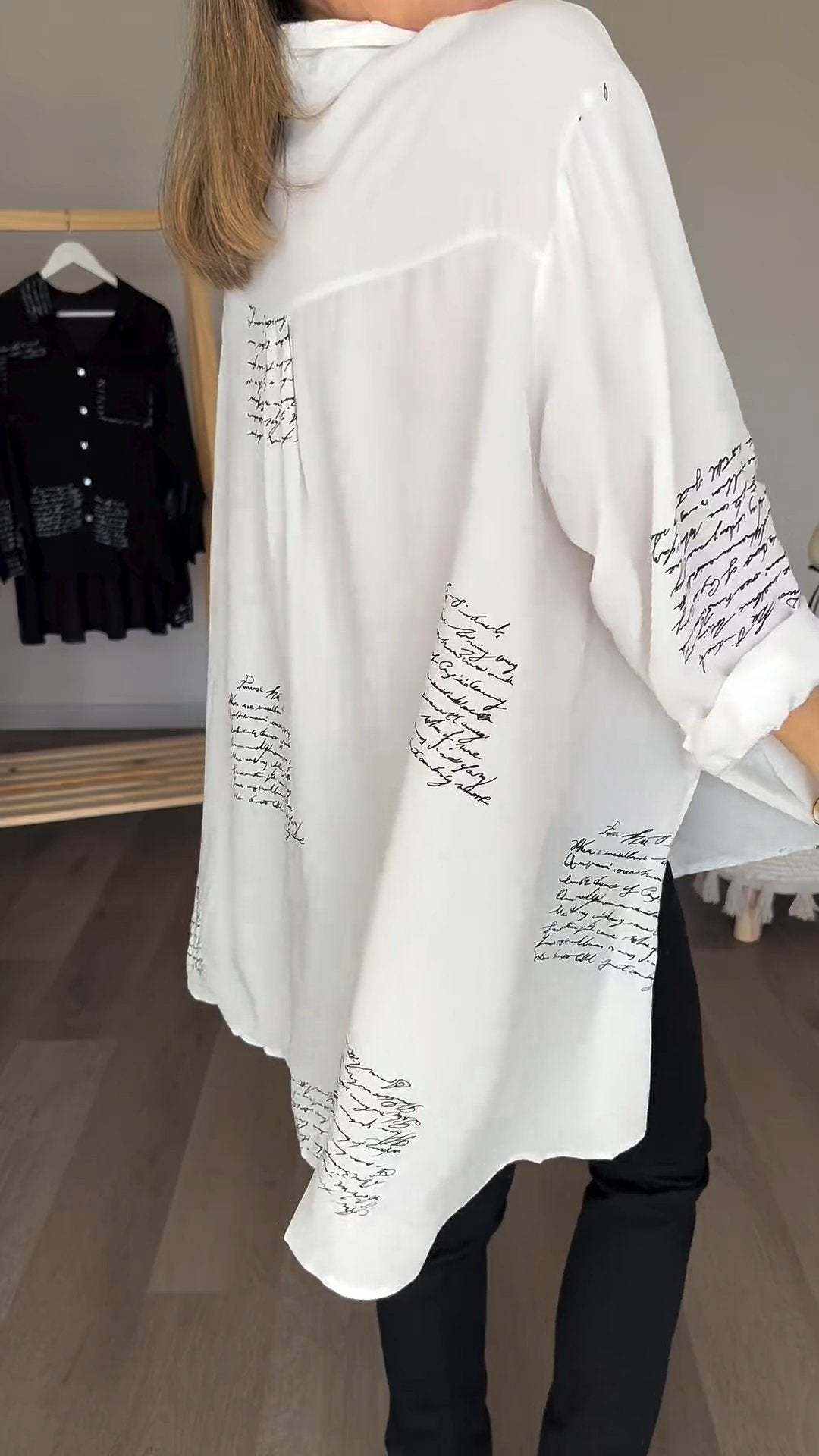 Eaksone - Letter Print Fashion Lapel Shirt
