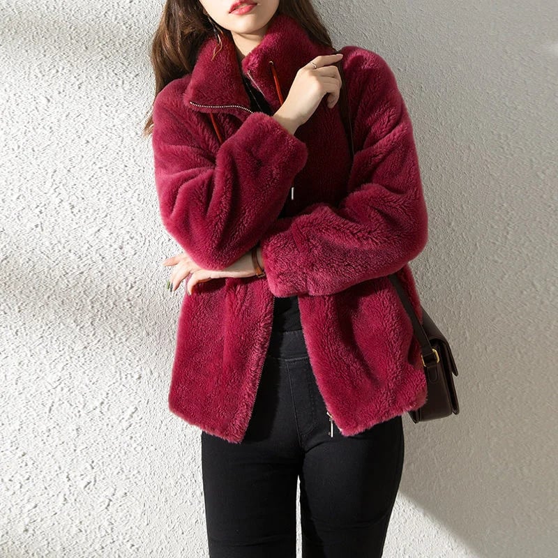 Eaksone - Padded Coat Stand-collar Double-faced Fleece Jacket