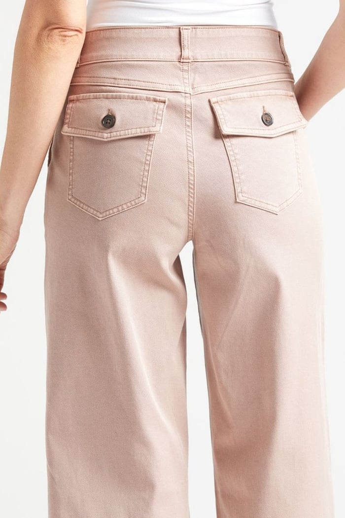 Eaksone - Stretch Twill Cropped Wide Leg Pants
