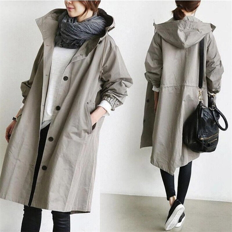 Eaksone - Water Resistant Oversized Hooded Windbreaker Rain Jacket