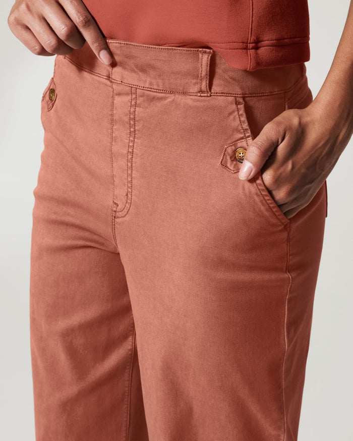 Eaksone - Stretch Twill Cropped Wide Leg Pants