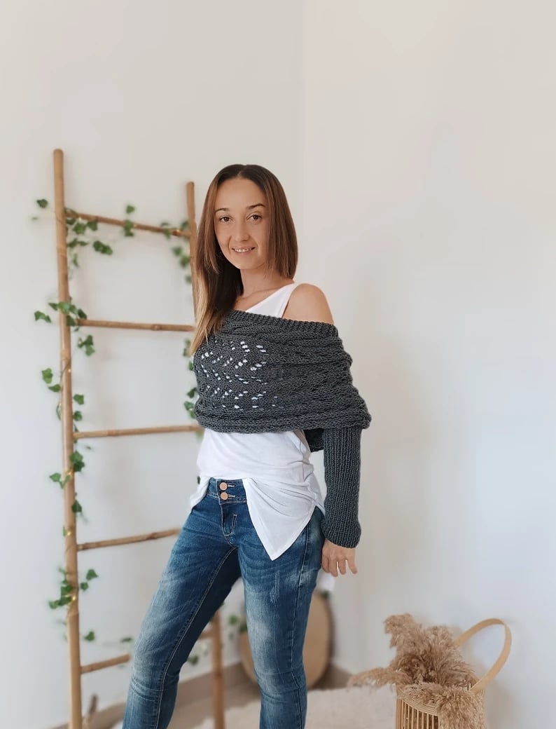 Eaksone - Knitted Wrap Shrugs For Women