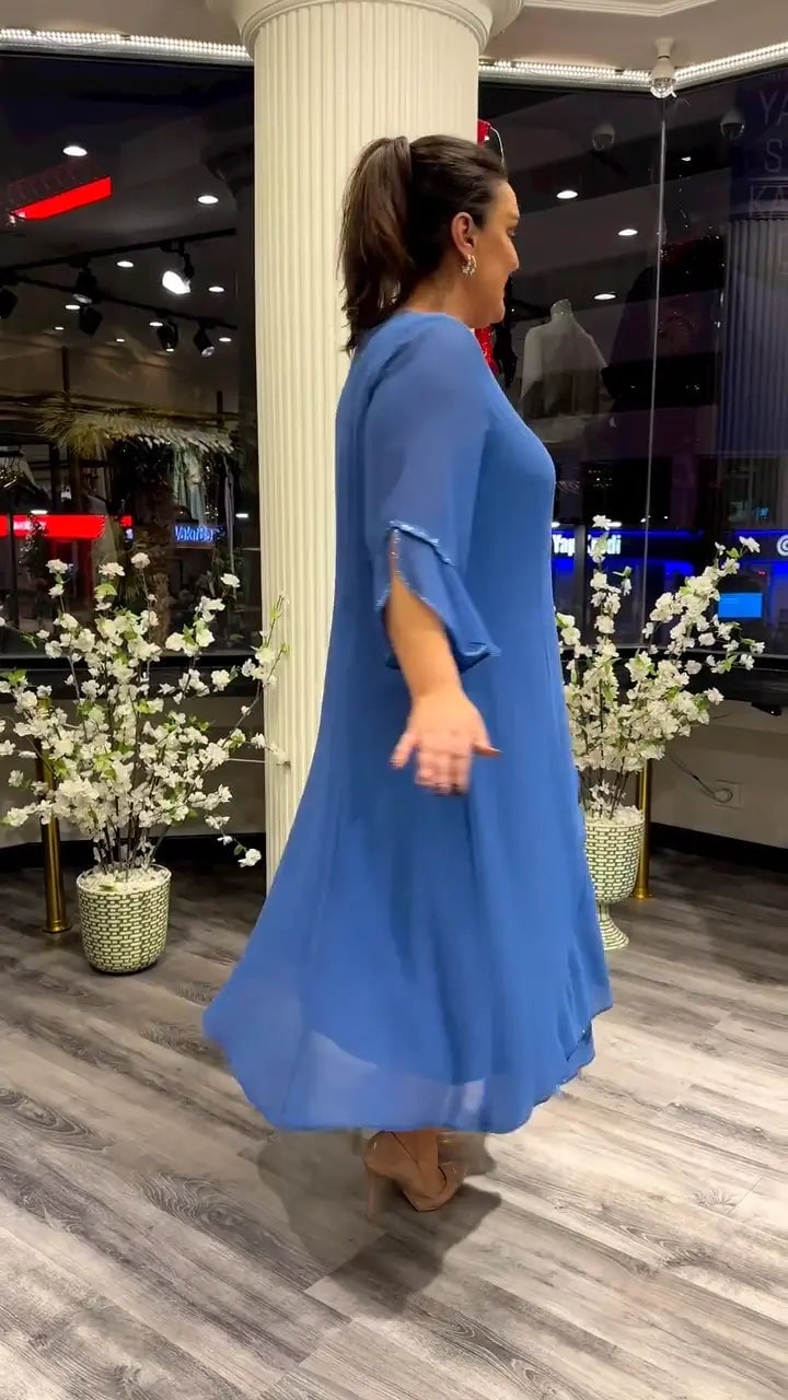 Eaksone - Women's chiffon solid color loose dress