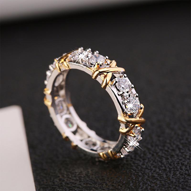 Eaksone - Gold-Plated Dichroic Inlaid Zircon Ring
