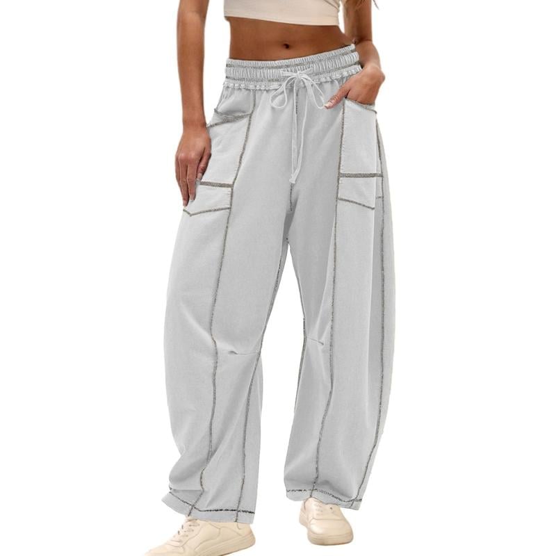Eaksone - Womens Baggy Barrel Pants Wide Legs, Big Pockets, Zero Stress!