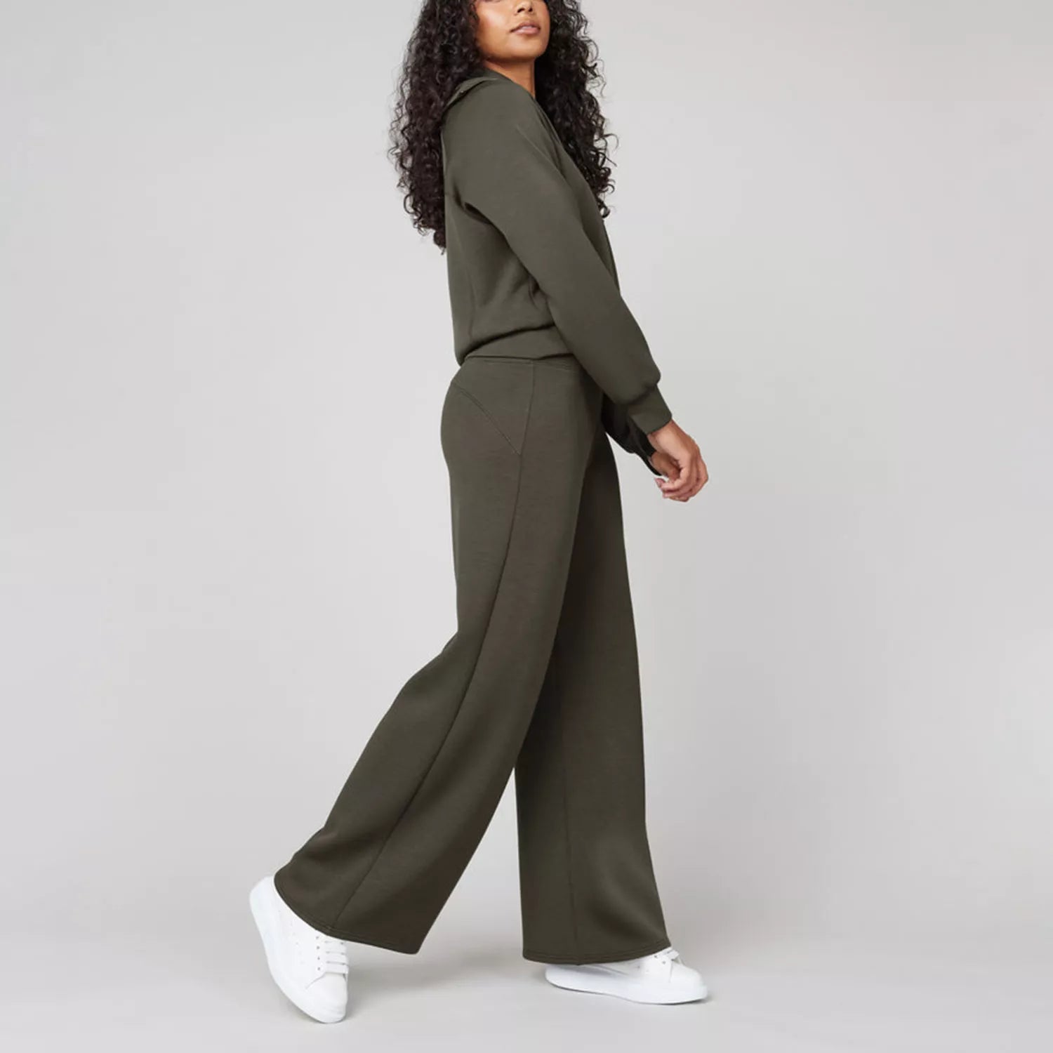 Eaksone - Long Sleeve Wide Leg Jumpsuit
