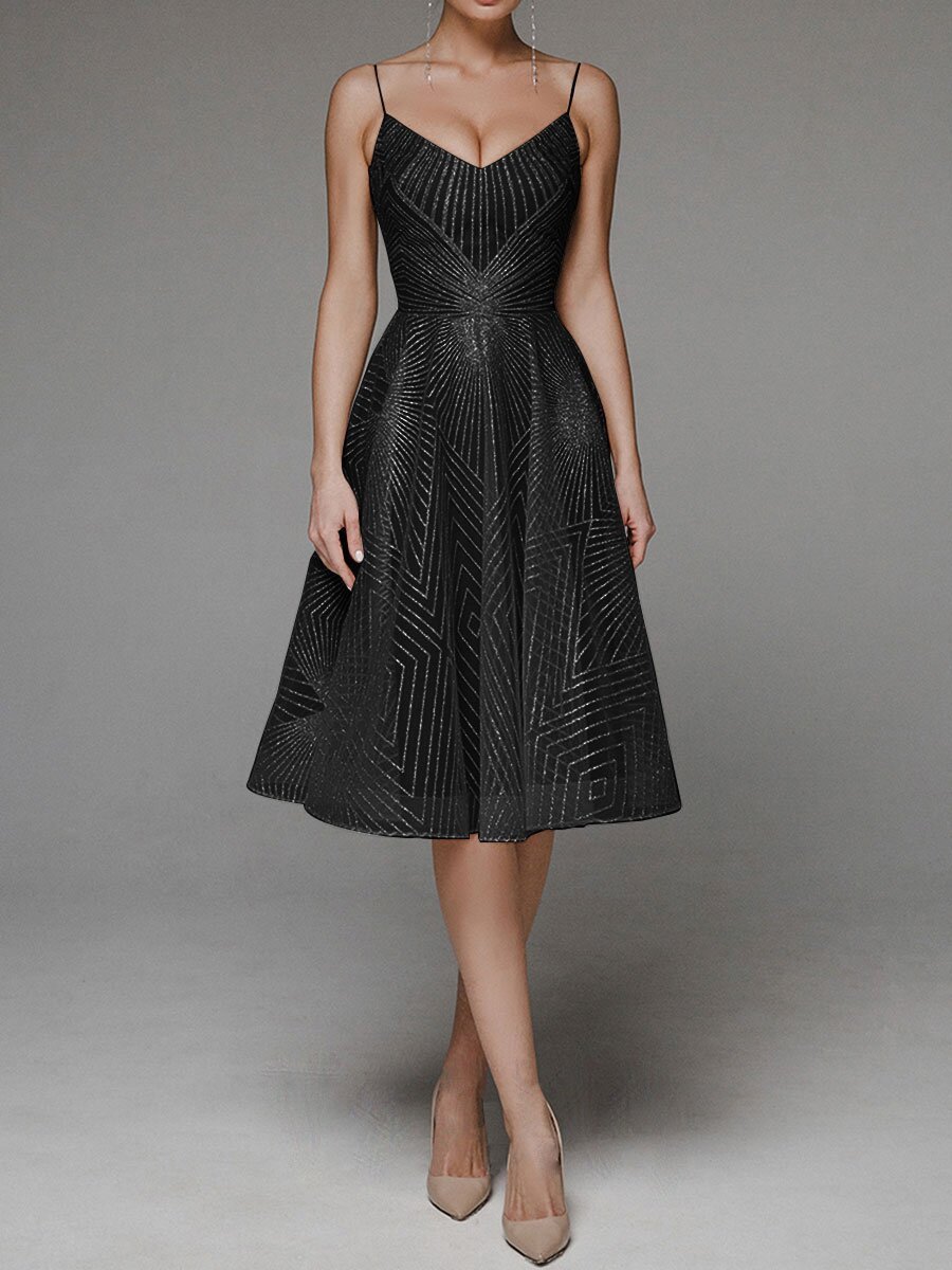 Eaksone - Fashion V Neck Sling A-Line Dress