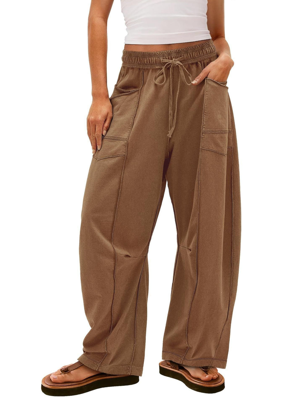 Eaksone - Womens Baggy Barrel Pants Wide Legs, Big Pockets, Zero Stress!