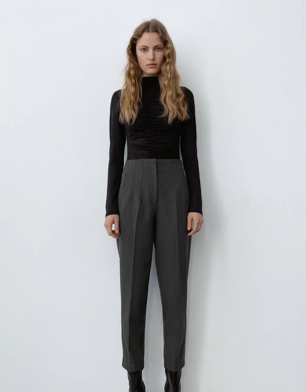 Eaksone - Tailored Pleat High Waist Pants