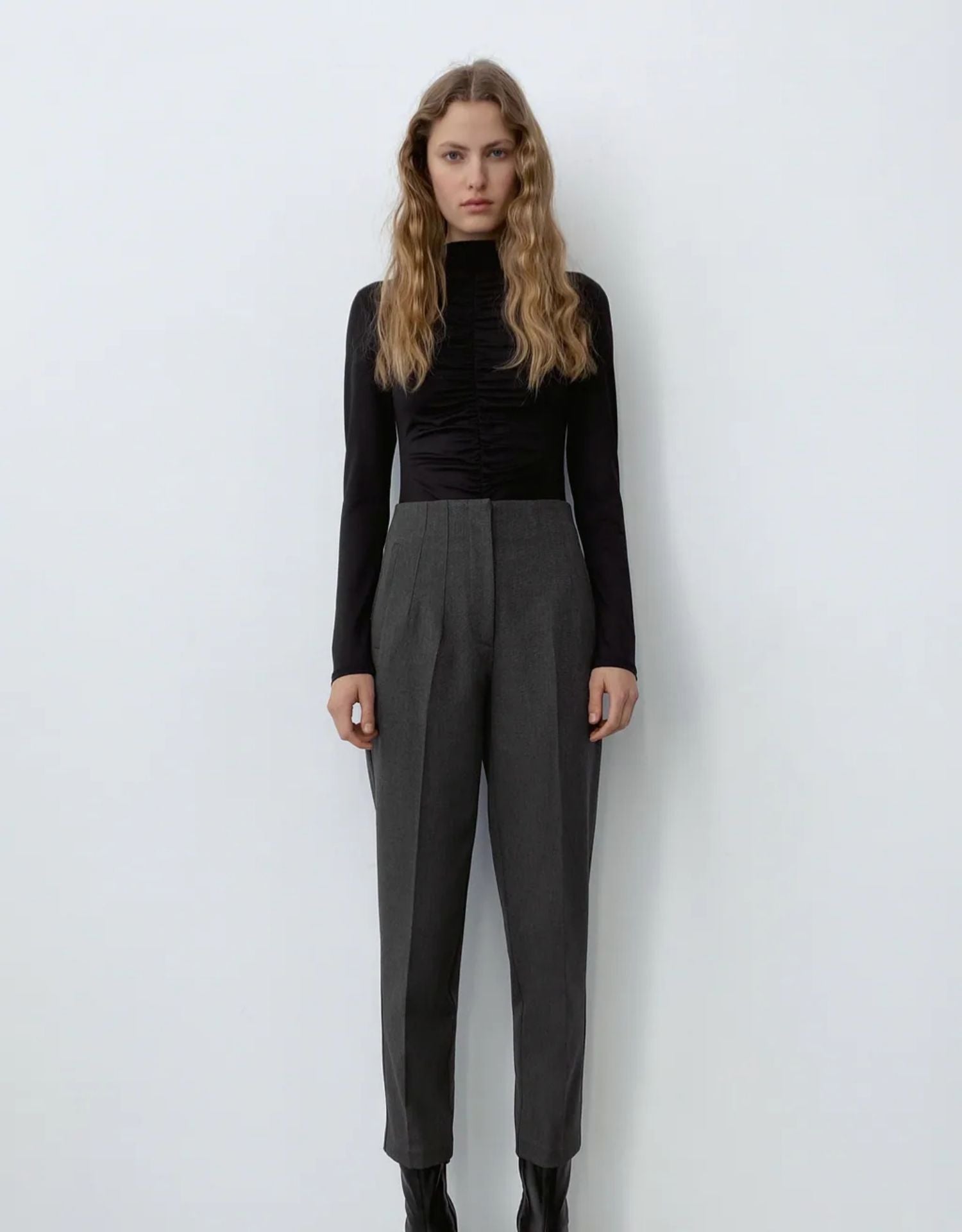 Eaksone - Tailored Pleat High Waist Pants