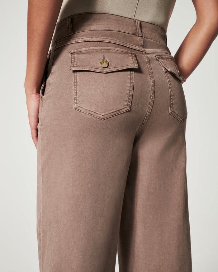Eaksone - Stretch Twill Cropped Wide Leg Pants