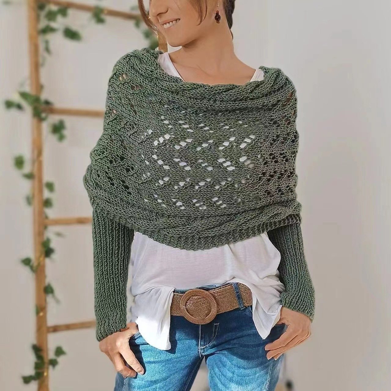 Eaksone - Knitted Wrap Shrugs For Women