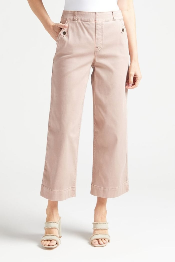 Eaksone - Stretch Twill Cropped Wide Leg Pants