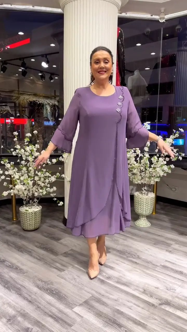 Eaksone - Women's chiffon solid color loose dress