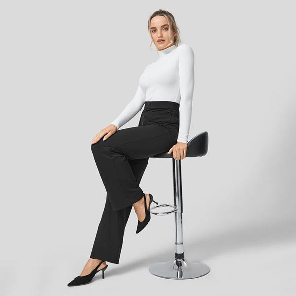 Eaksone - High Waisted Button Multiple Pockets Straight Leg Casual Pants