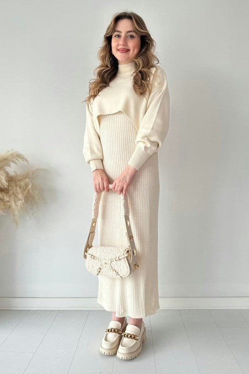 Eaksone - Short Sweater Knit Dress Set