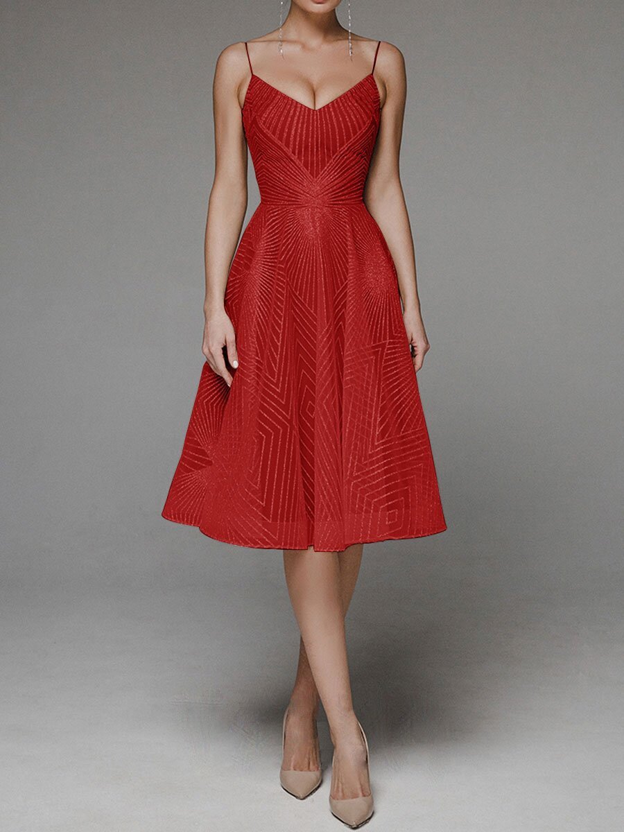 Eaksone - Fashion V Neck Sling A-Line Dress