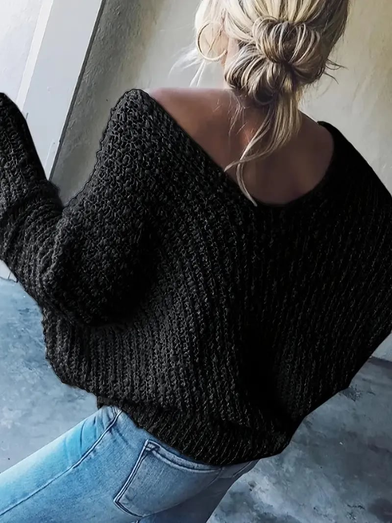 Eaksone - Women's Off-the-Shoulder Sweater Loose Lightweight Pullover Top