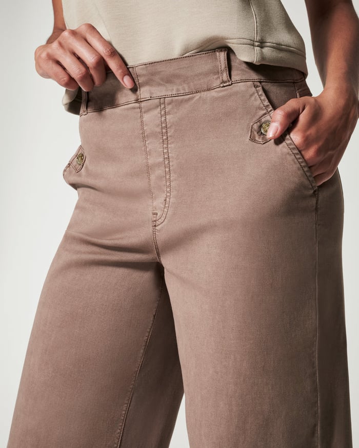 Eaksone - Stretch Twill Cropped Wide Leg Pants
