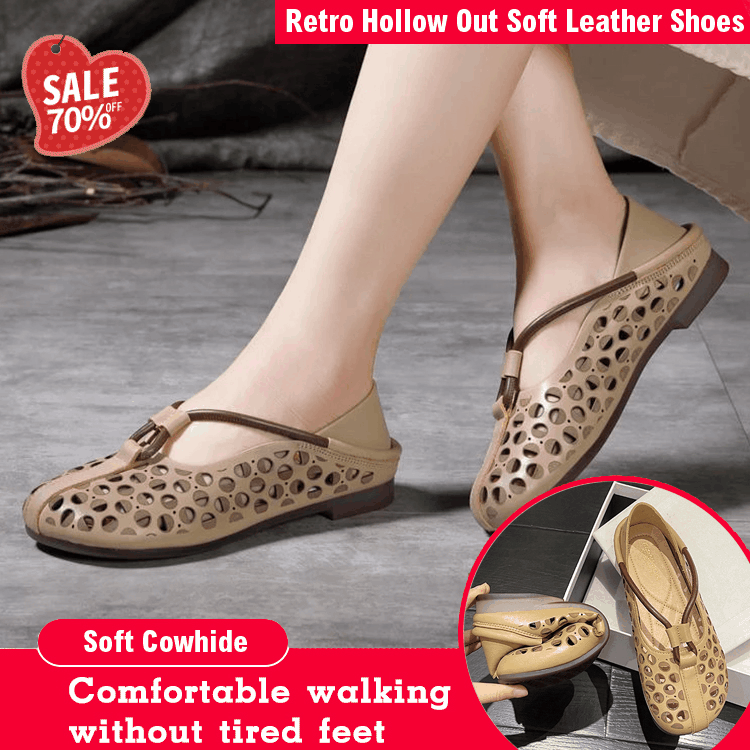 Eaksone - Women's retro hollow soft leather shoes
