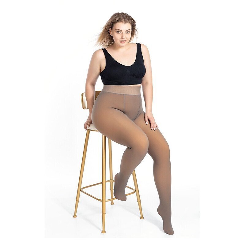 Eaksone - Flawless Legs Fake Translucent Warm Plush Lined Elastic Tights