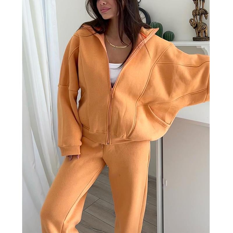 Eaksone - Triple Threaded High-Neck Casual Sportswear 2-piece set