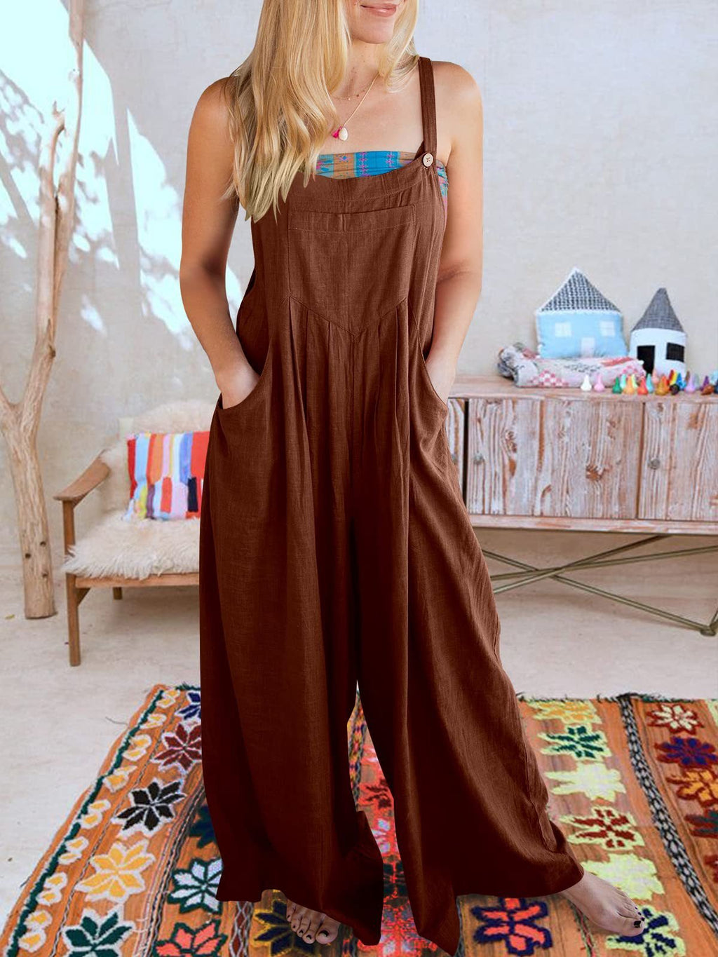 Eaksone - SALE PLUS SIZE WIDE LEG OVERALLS JUMPSUIT