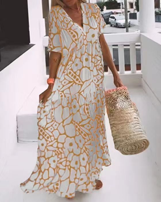 Eaksone - Women's Casual Floral Swing Dress Summer Dress