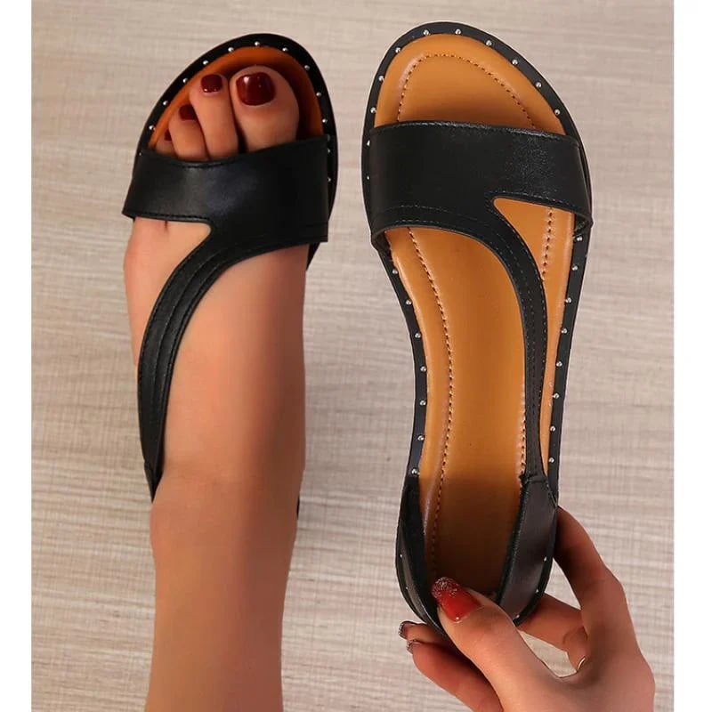 Eaksone - studded open toe flat sandals
