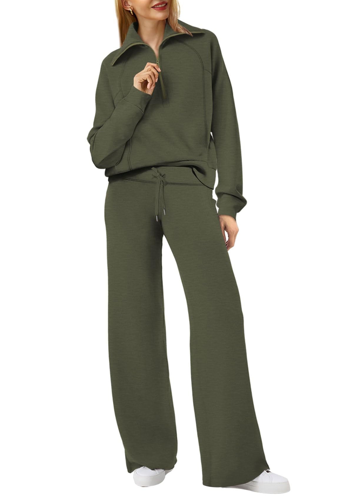 Eaksone - Women's Navy Collar Half Zip Suit