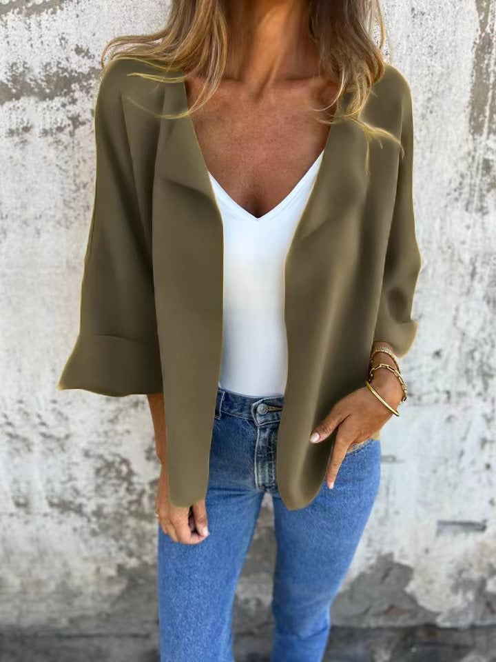 Eaksone - Casual Faux Suede Cardigan