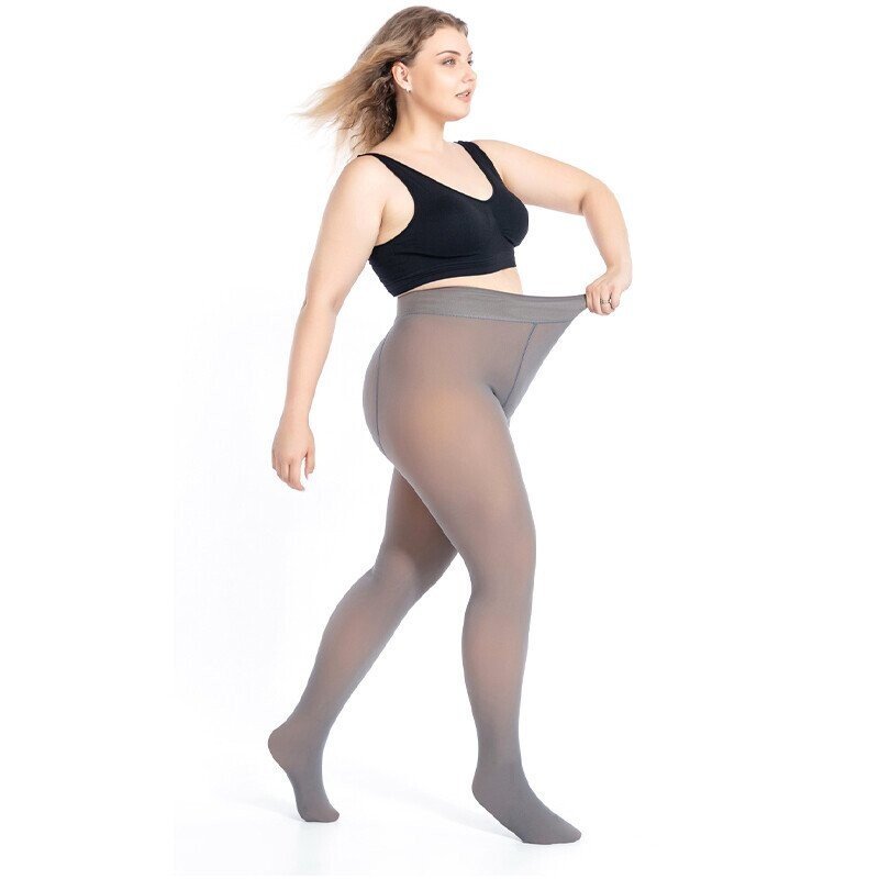 Eaksone - Flawless Legs Fake Translucent Warm Plush Lined Elastic Tights