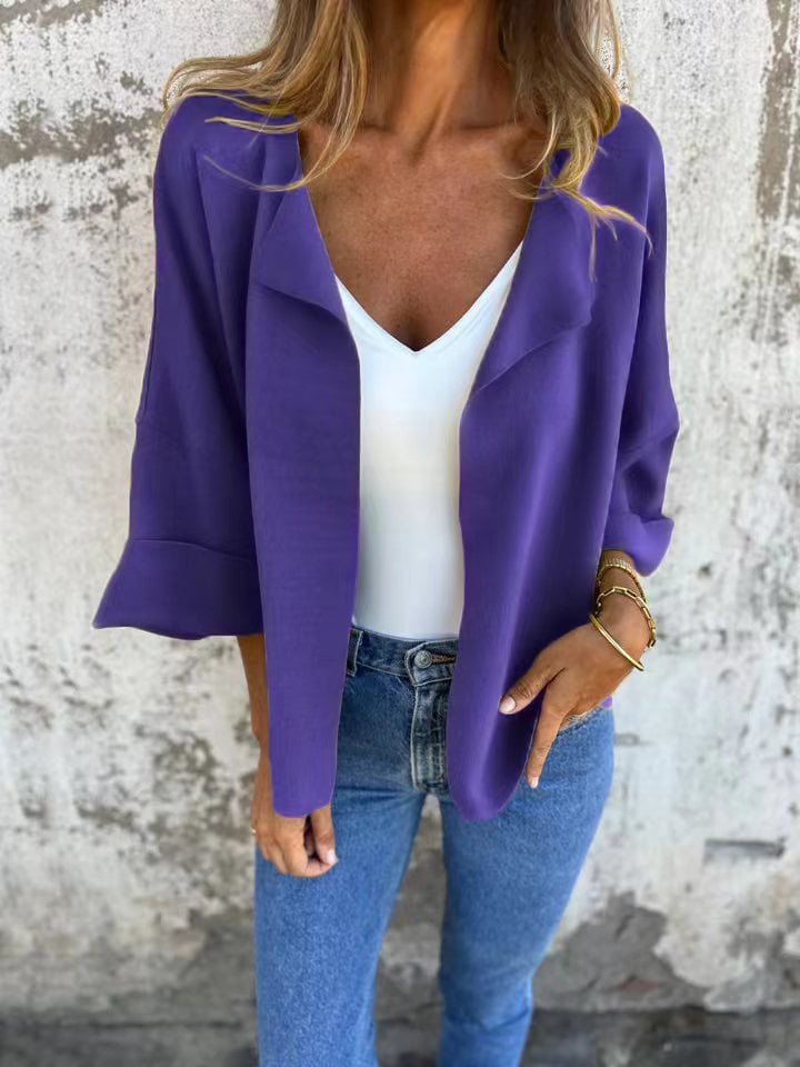 Eaksone - Casual Faux Suede Cardigan