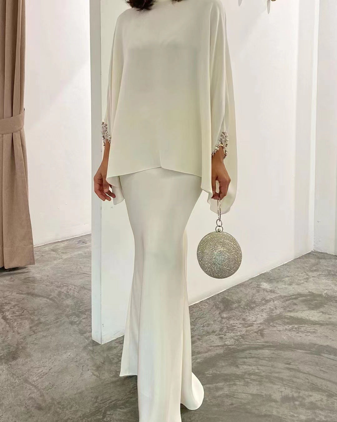 Eaksone - Fashion Solid Color Irregular Top Skirt Two-Piece Set