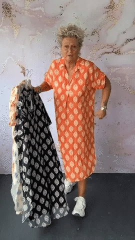 Eaksone - Loose lapel printed shirt dress