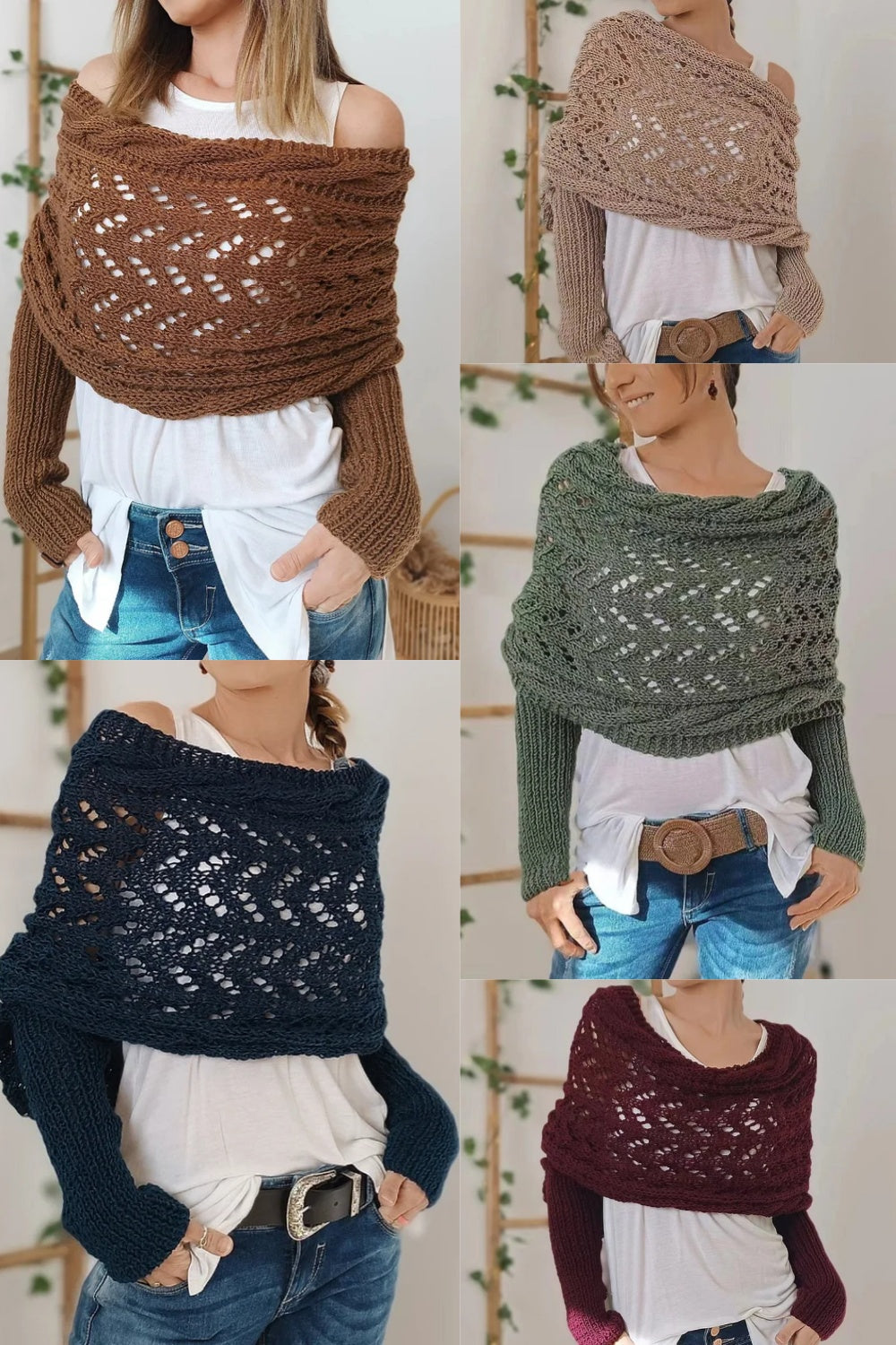 Eaksone - Knitted Wrap Shrugs For Women