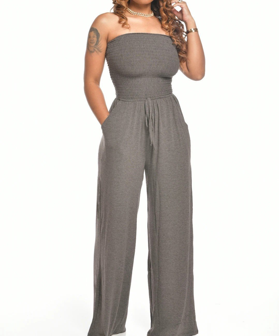 Eaksone - Newest Strapless Waist Jumpsuit