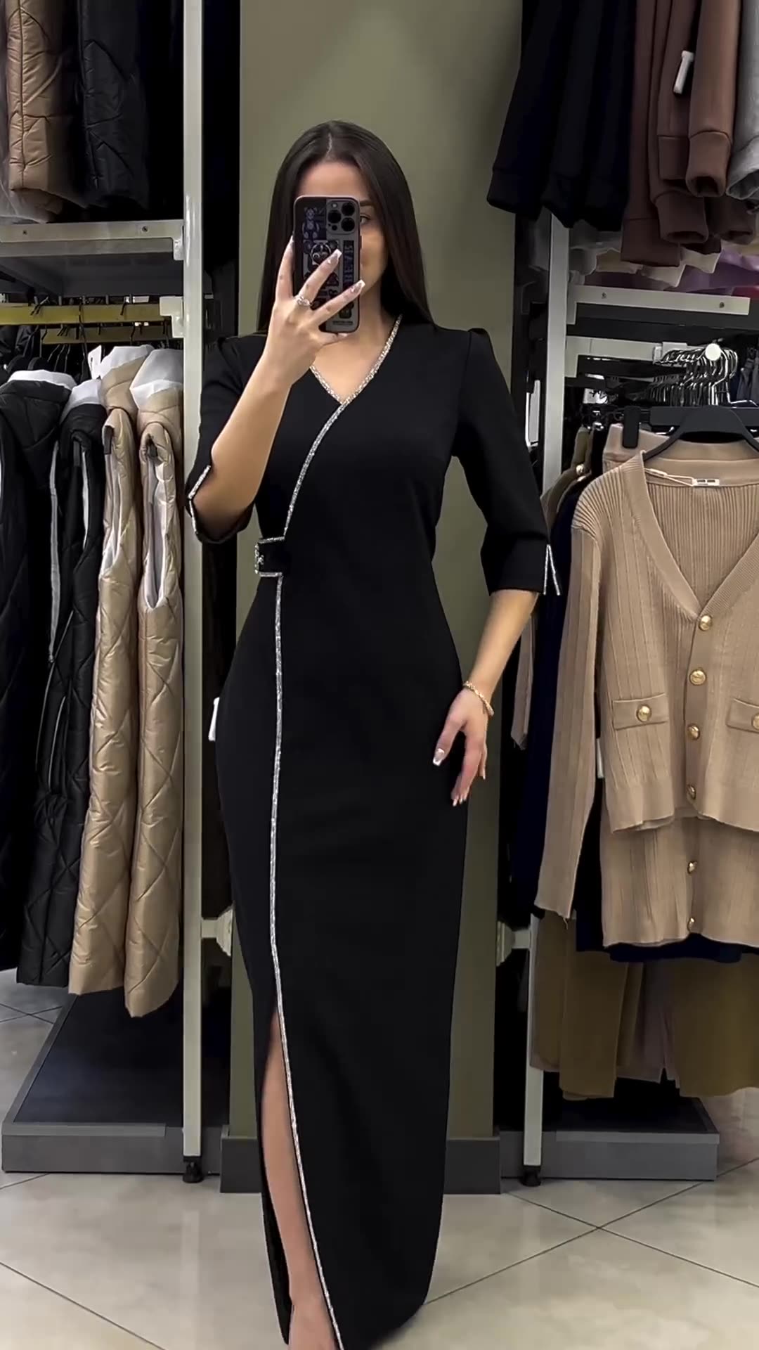 Eaksone - V-neck Slim Fit Temperament  Dress