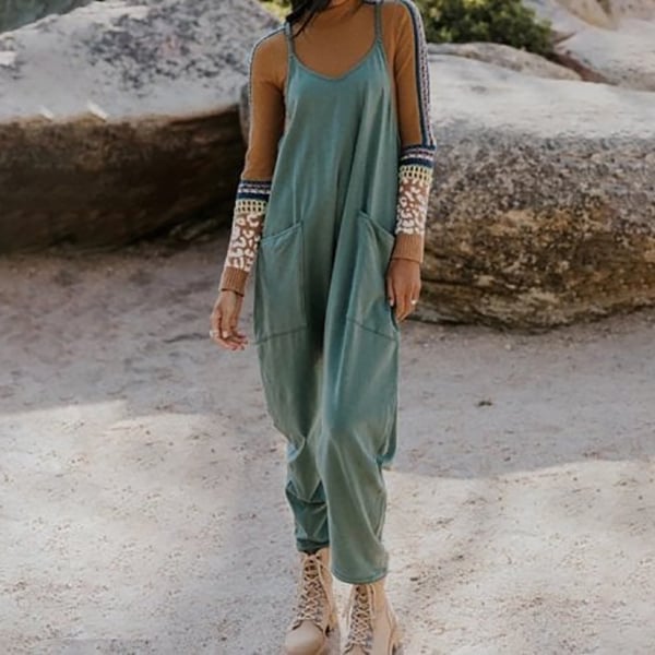 Eaksone - Wide Leg Jumpsuit with Pockets