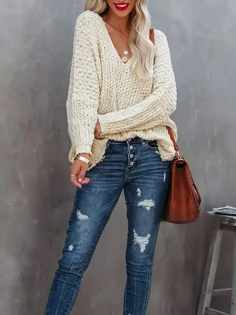 Eaksone - Women's Off-the-Shoulder Sweater Loose Lightweight Pullover Top