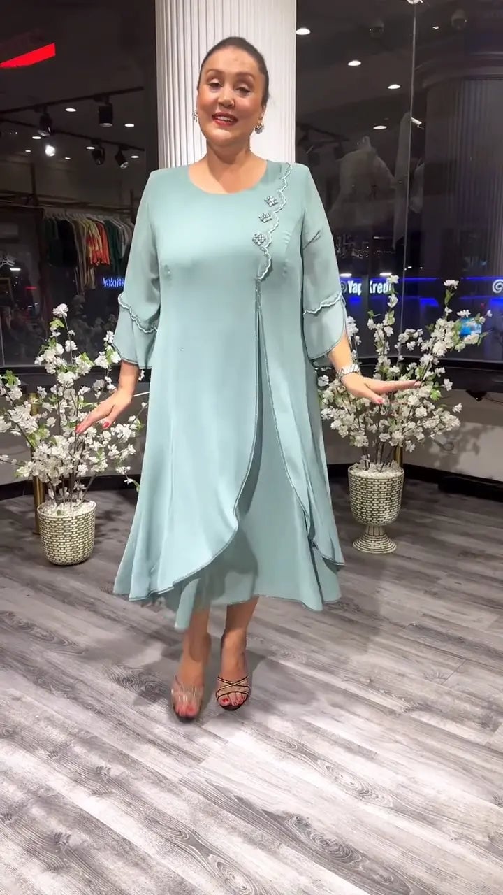 Eaksone - Women's chiffon solid color loose dress