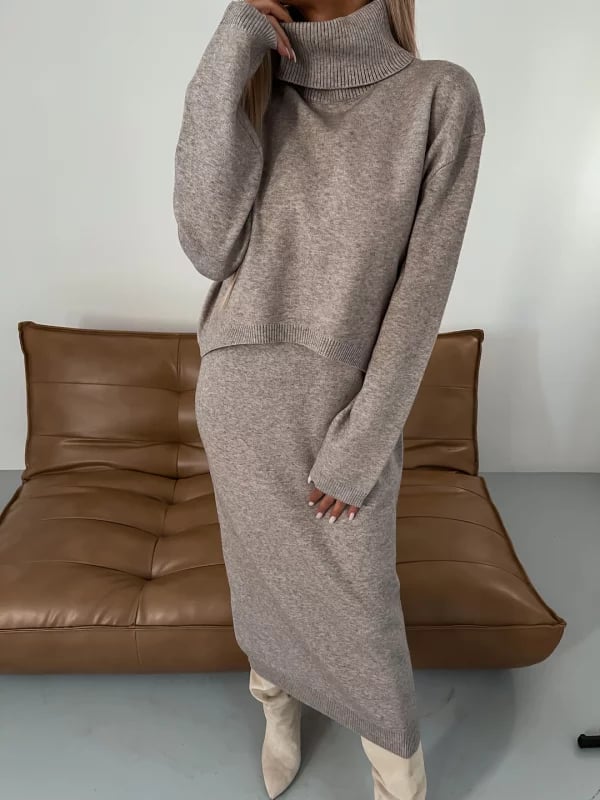 Eaksone - Dress and Turtle Neck Sweater Set