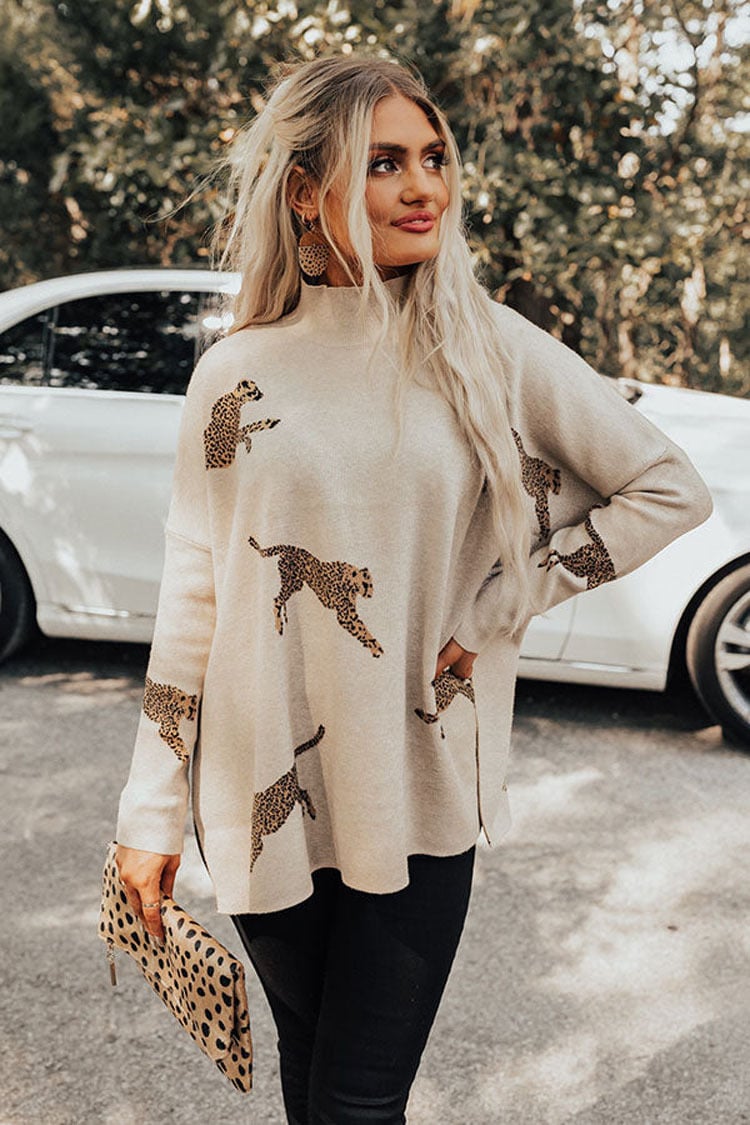 Eaksone - casual vintage tiger and leopard print long sleeve tops