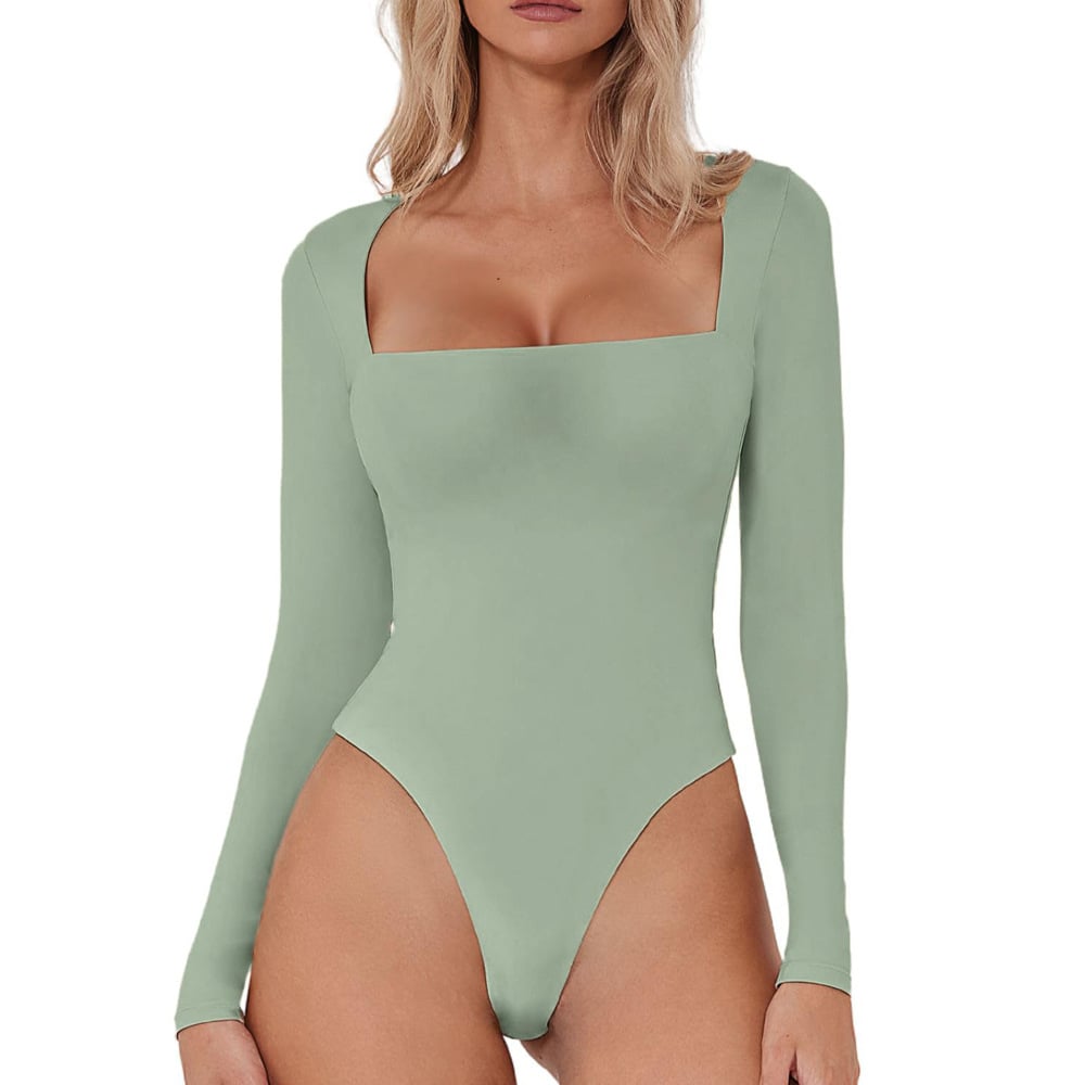 Eaksone - luxe square neck long sleeve bodysuit