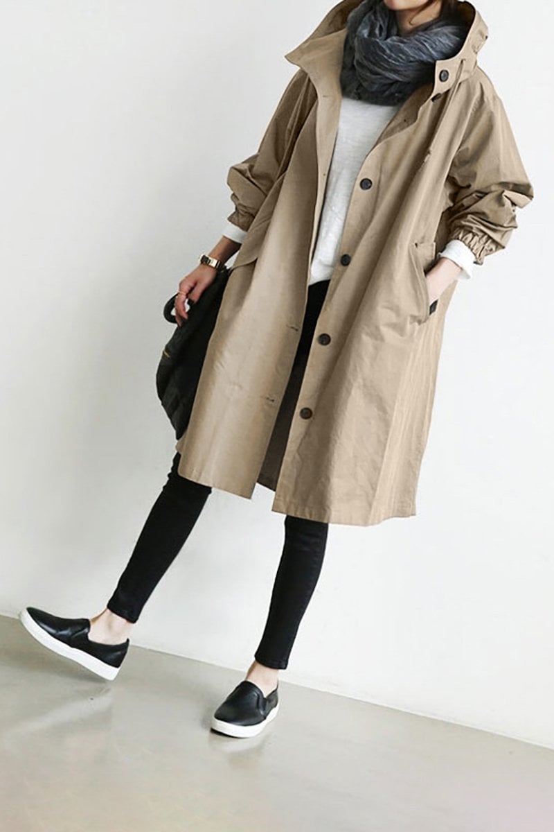 Eaksone - Water Resistant Oversized Hooded Windbreaker Rain Jacket