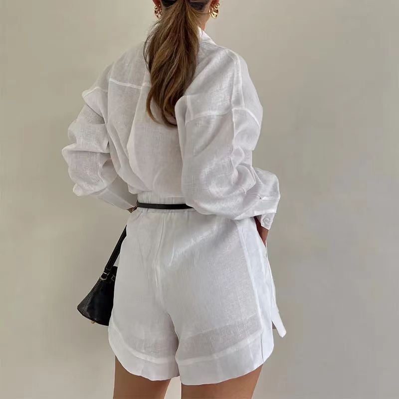 Eaksone - Women's Casual Linen Blouse and Shorts Set